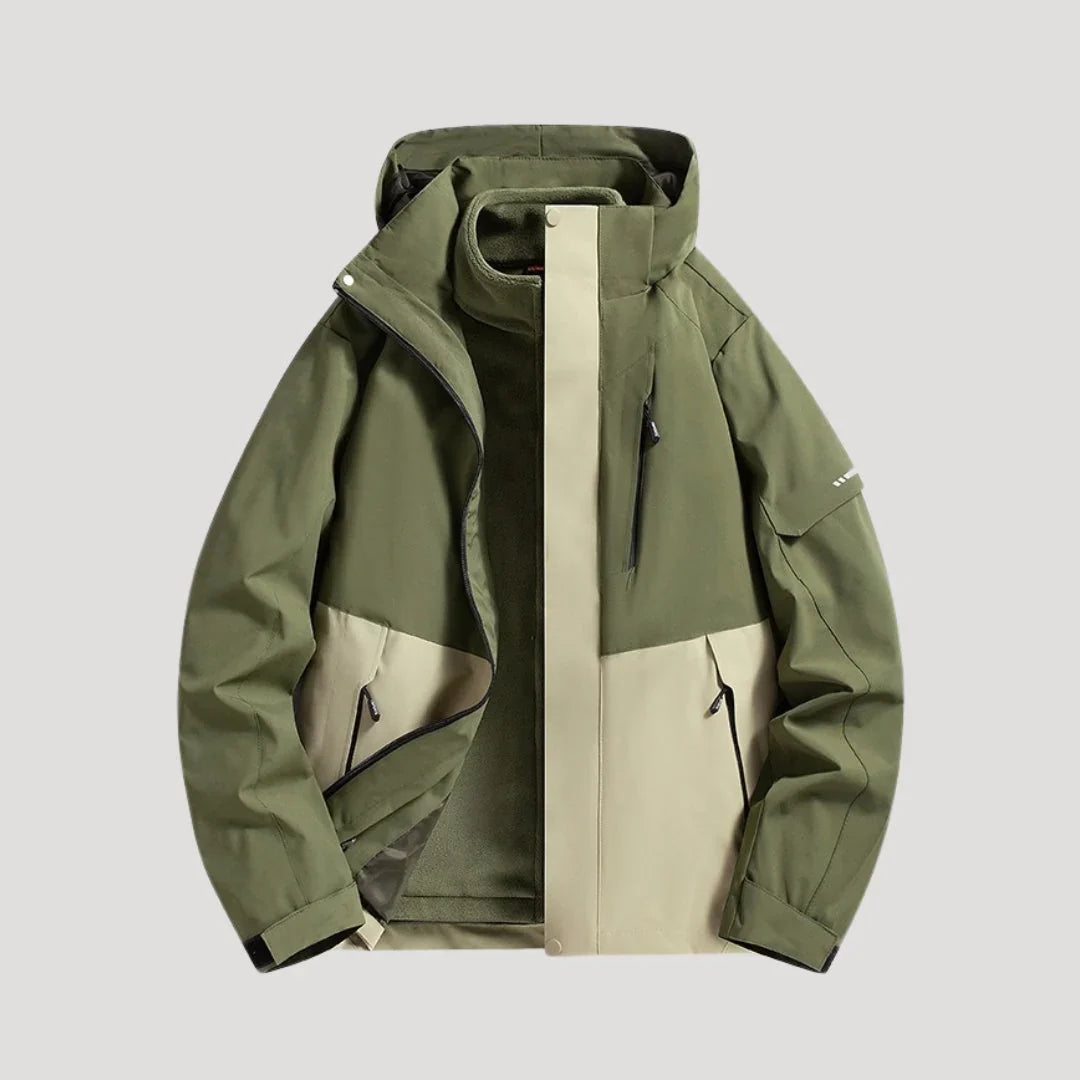 Hooded Waterproof Jacket — women's rain jacket in forest green