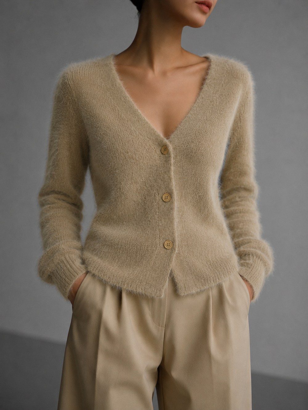 Emeline Oversized Button Up Knitted Cardigan for Women, view 2