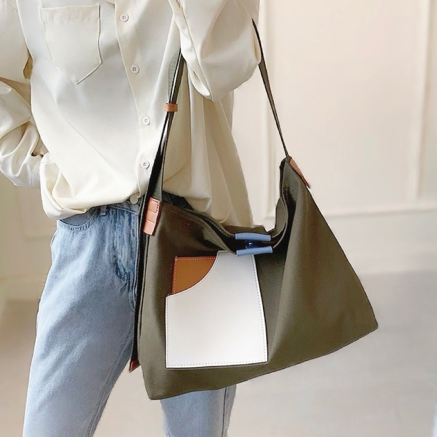 Iseult | Colour Block Canvas Tote Bag for Women - interior view