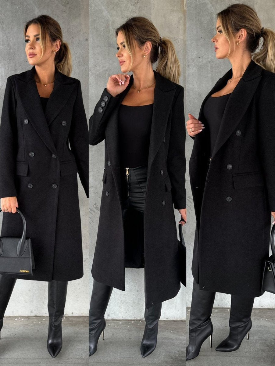 Double Breasted Wool Blend Overcoat — wool coat for women in khaki