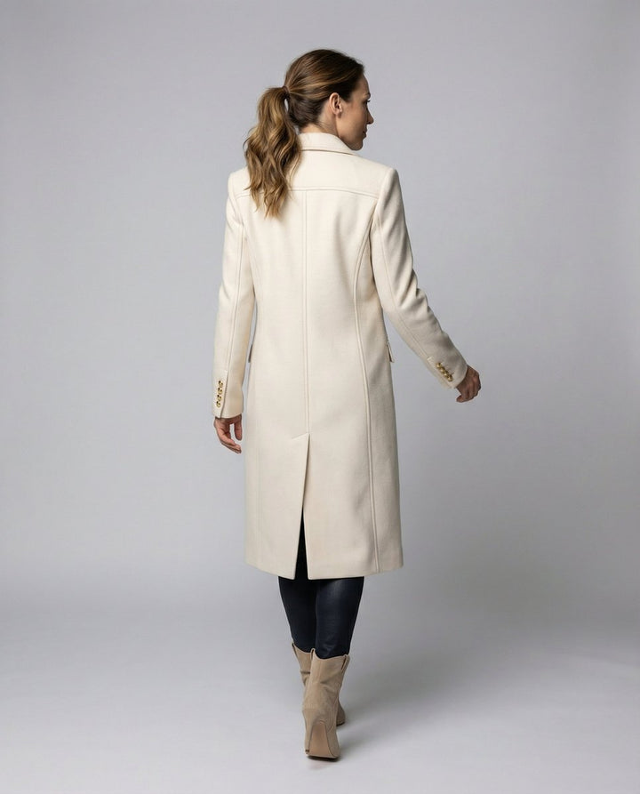 Double Breasted Wool Blend Overcoat — wool coat for women in black