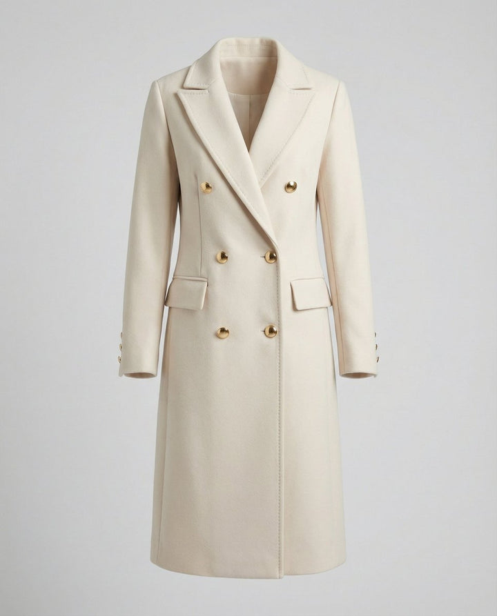 Double Breasted Wool Blend Overcoat — wool coat for women in black
