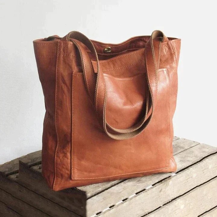 Huguette | Leather Shoulder Tote Bag for Women - front view