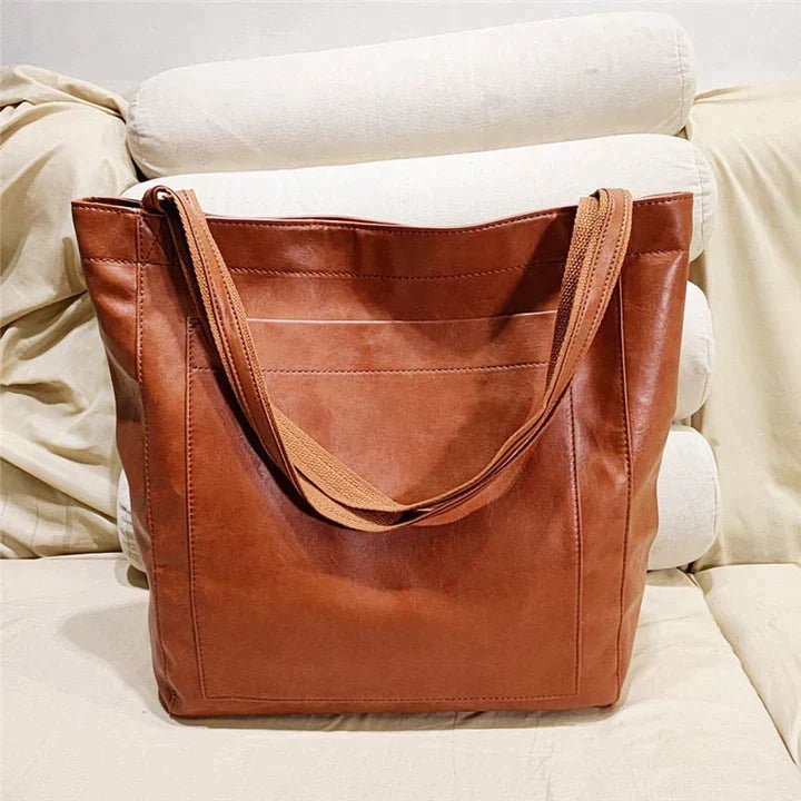 Huguette | Leather Shoulder Tote Bag for Women - side view