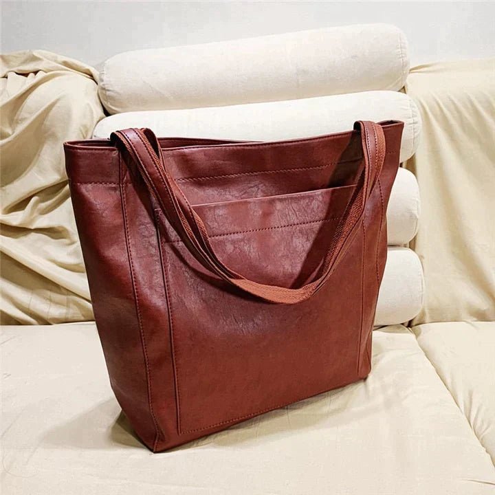 Huguette | Leather Shoulder Tote Bag for Women - detail view