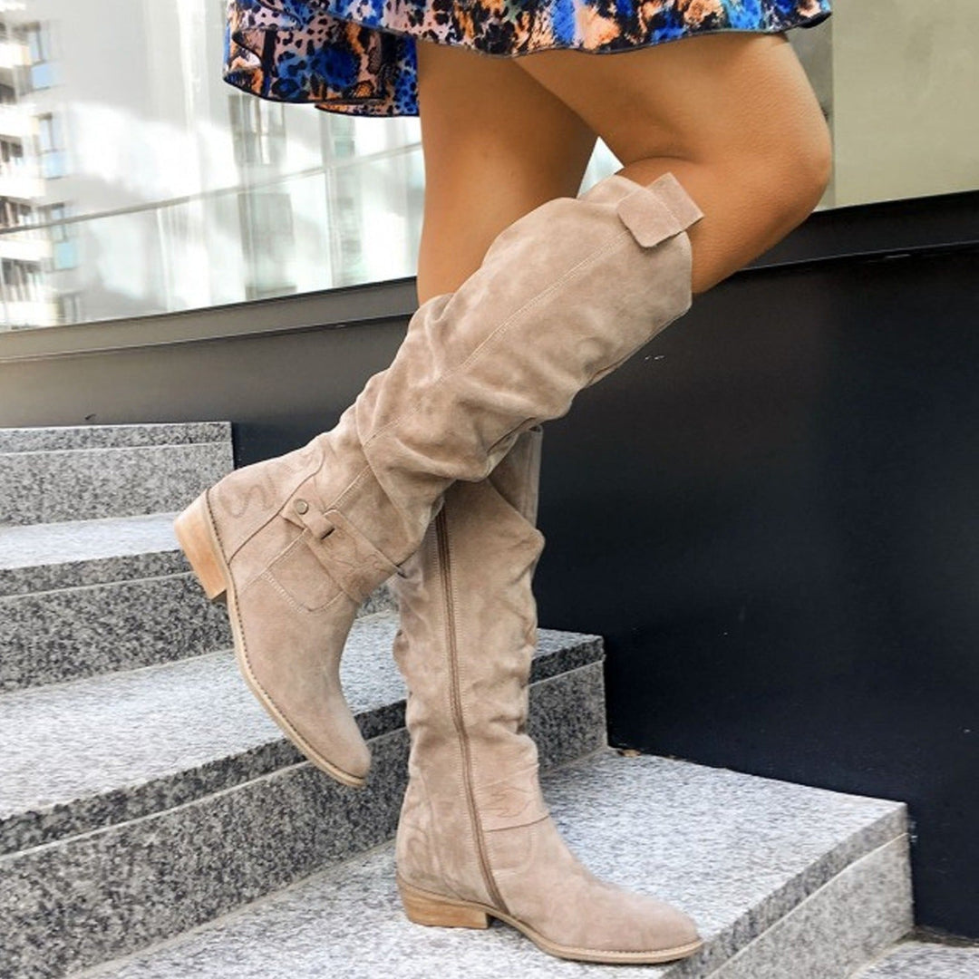 Slouch Knee High Boots — knee high boots for women in khaki