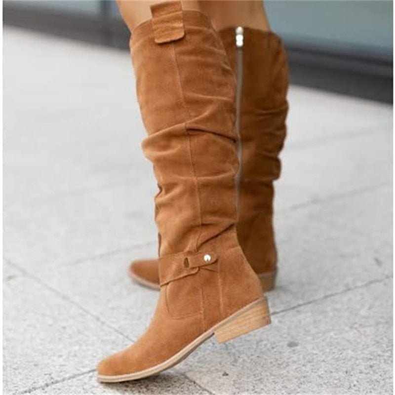 Slouch Knee High Boots — knee high boots for women in beige