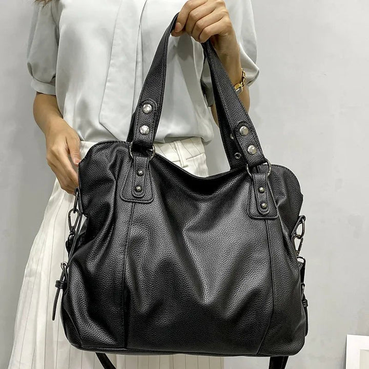 Jehanne | Large Leather Shoulder Tote Bag for Women - side view