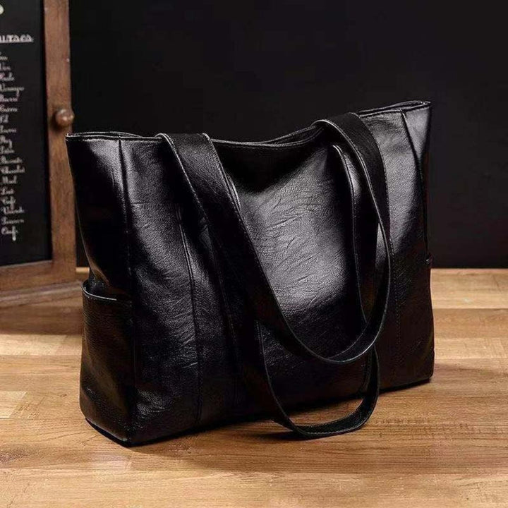 Odilon | Large Leather Shoulder Tote Bag for Women - front view