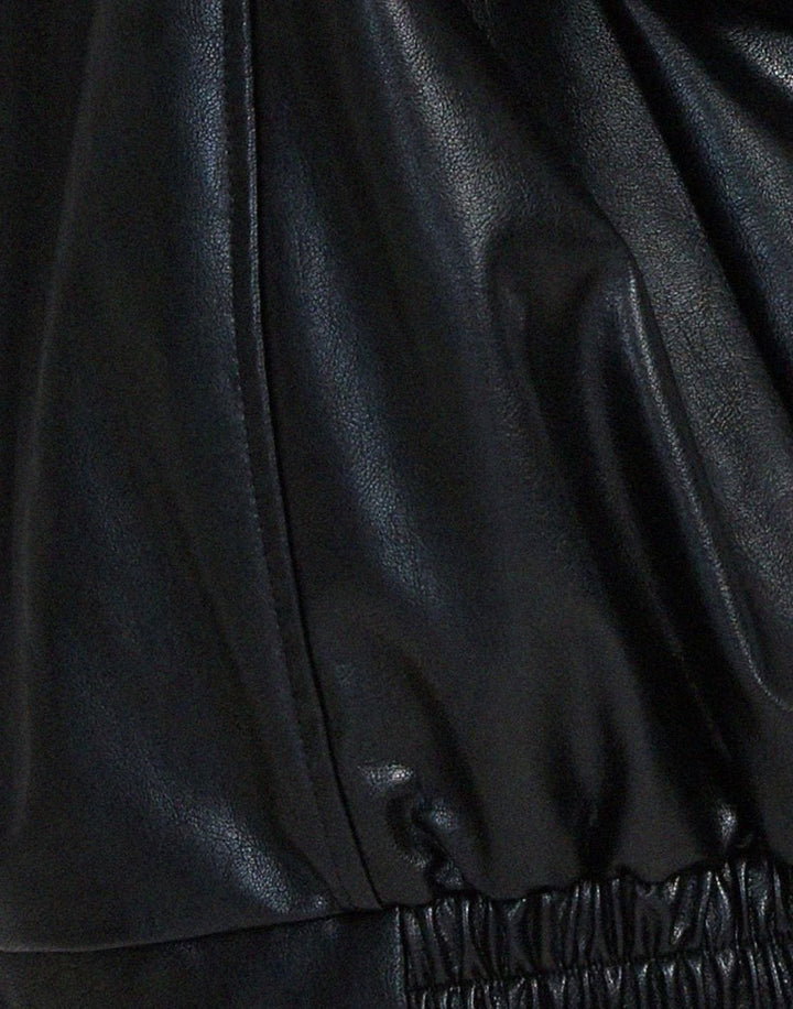 Oversized Faux Leather Zip-Up Bomber Jacket for women - view 9