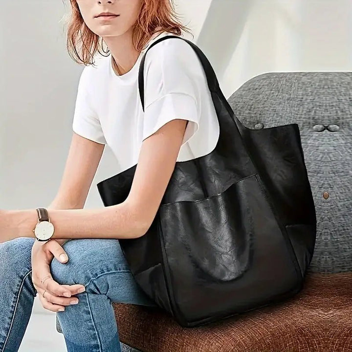 Coline | Oversized Leather Tote Bag for Women - front view