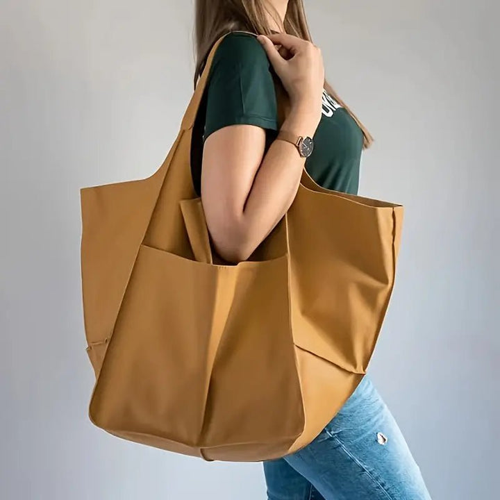 Coline | Oversized Leather Tote Bag for Women - angled view