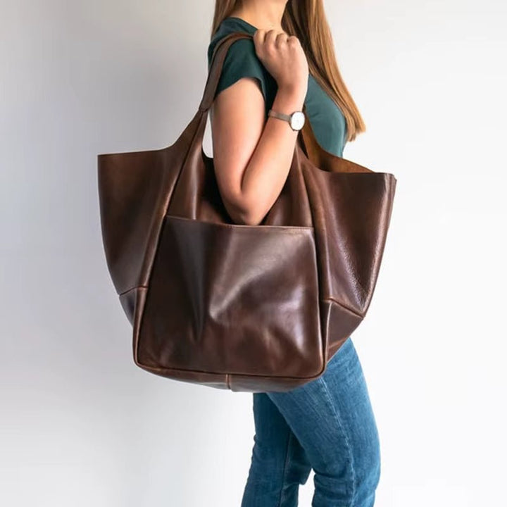 Coline | Oversized Leather Tote Bag for Women - interior view