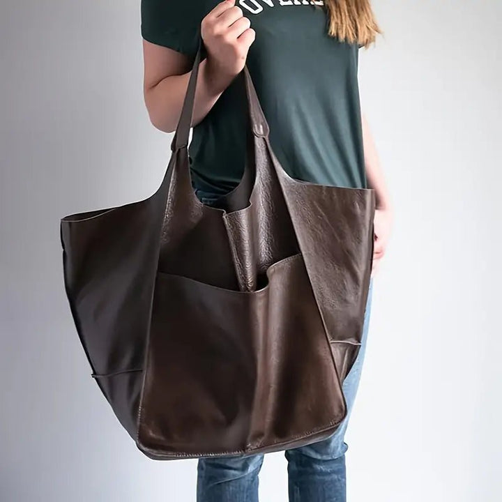 Coline | Oversized Leather Tote Bag for Women - back view