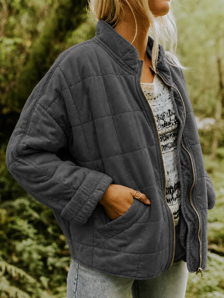 Lightweight Quilted Jacket Coat — quilted jacket for women in blue