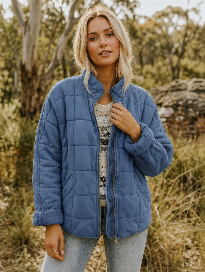 Lightweight Quilted Jacket Coat — quilted jacket for women in dark grey