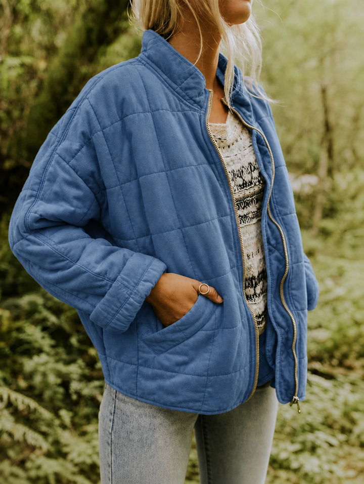 Lightweight Quilted Jacket Coat — quilted jacket for women in blue