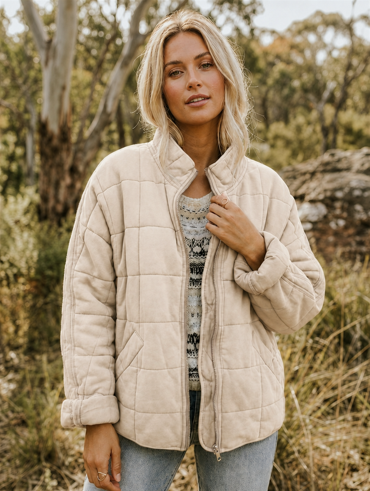 Lightweight Quilted Jacket Coat — quilted jacket for women in dark grey