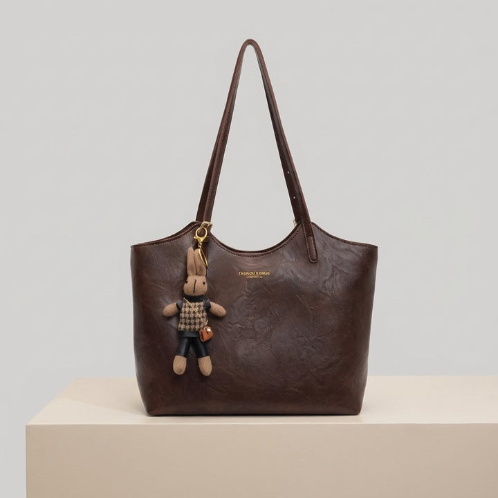 Idalie | Soft Leather Shoulder Tote Bag for Women - front view