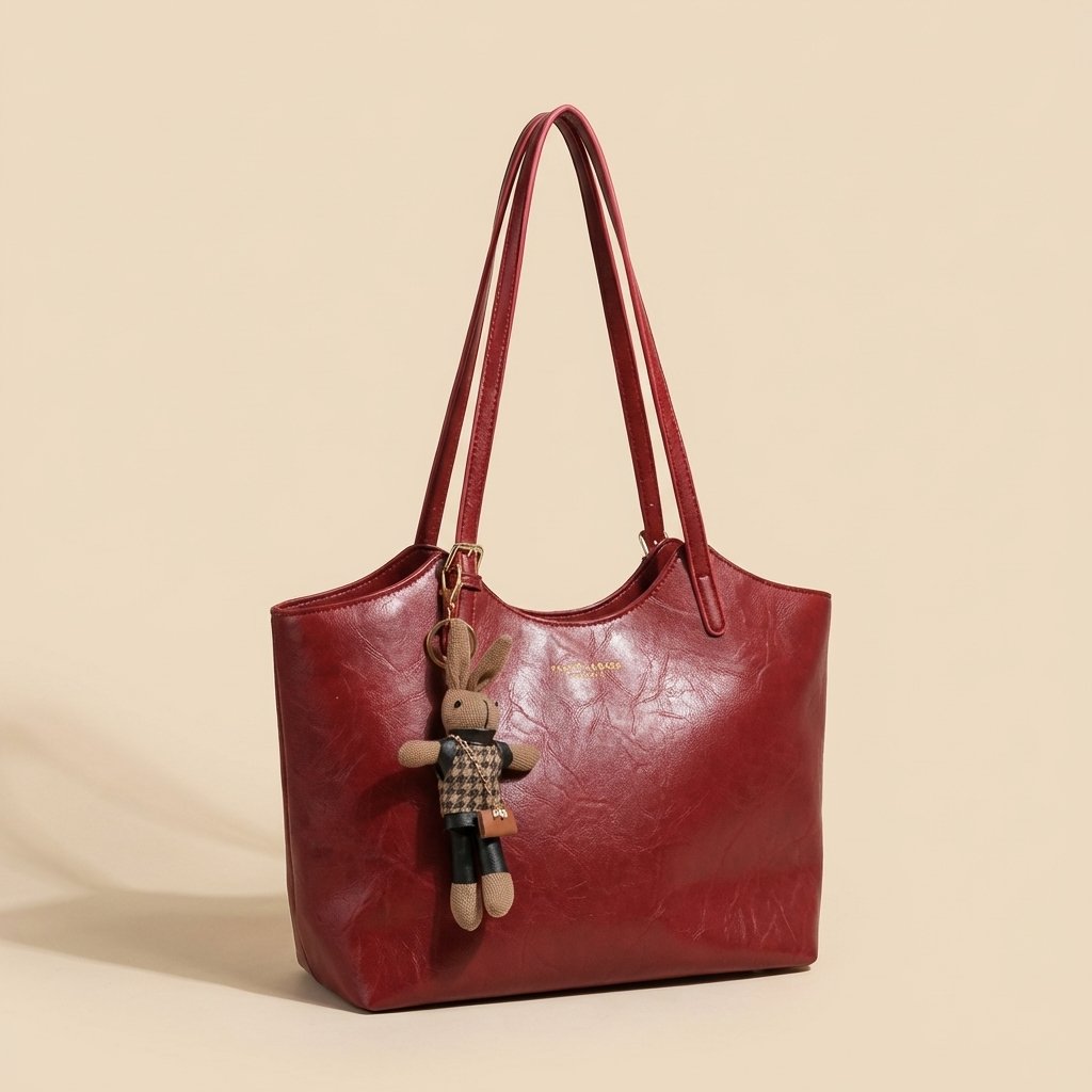 Idalie | Soft Leather Shoulder Tote Bag for Women - angled view