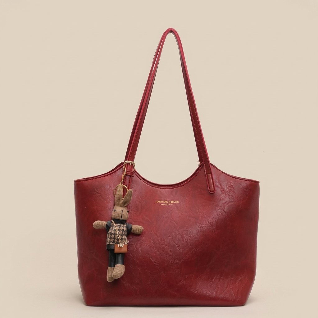 Idalie | Soft Leather Shoulder Tote Bag for Women - detail view