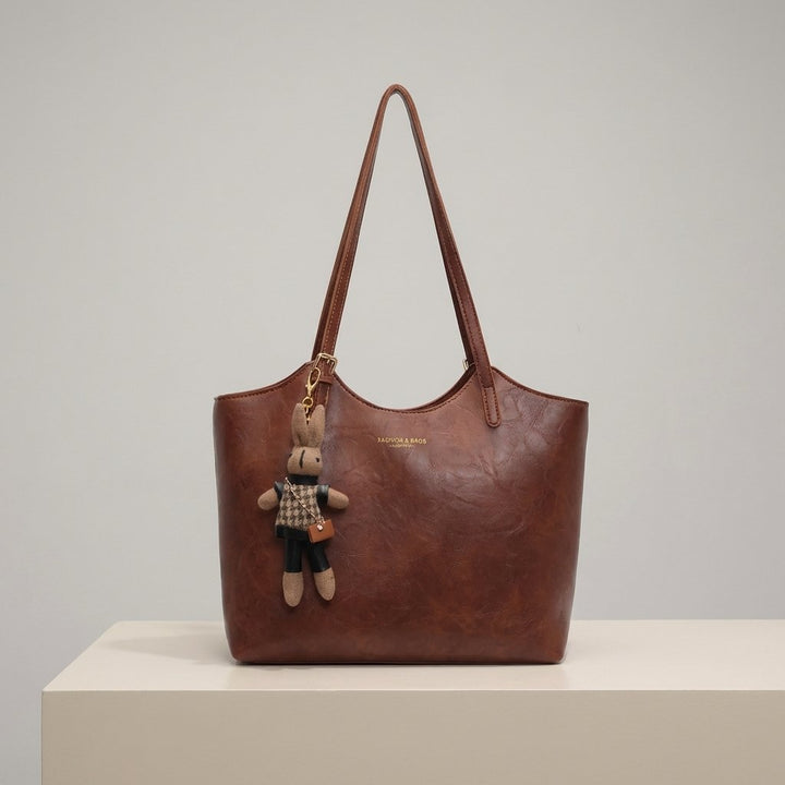 Idalie | Soft Leather Shoulder Tote Bag for Women - interior view
