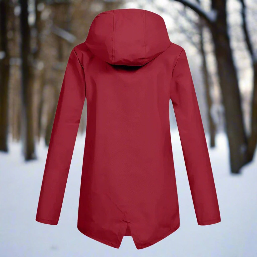 Longline Waterproof Rain Jacket — women's rain jacket in apricot