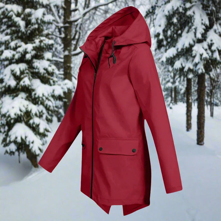 Longline Waterproof Rain Jacket — women's rain jacket in apricot