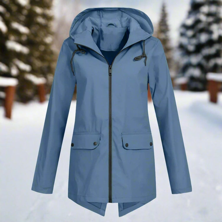 Longline Waterproof Rain Jacket — women's rain jacket in apricot