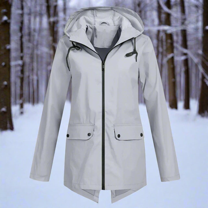 Longline Waterproof Rain Jacket — women's rain jacket in apricot