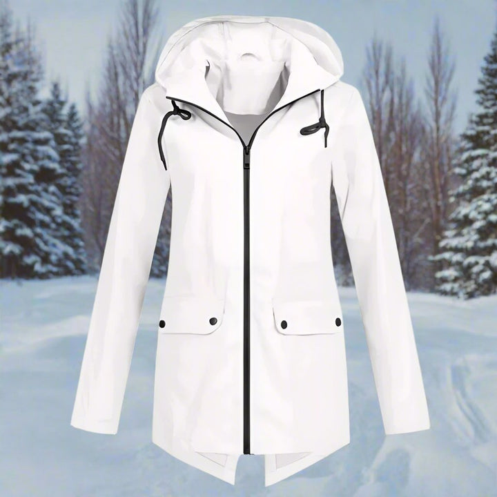 Longline Waterproof Rain Jacket — women's rain jacket in apricot
