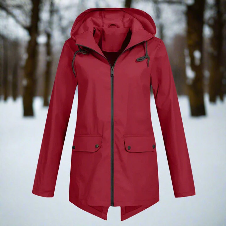 Longline Waterproof Rain Jacket — women's rain jacket in apricot