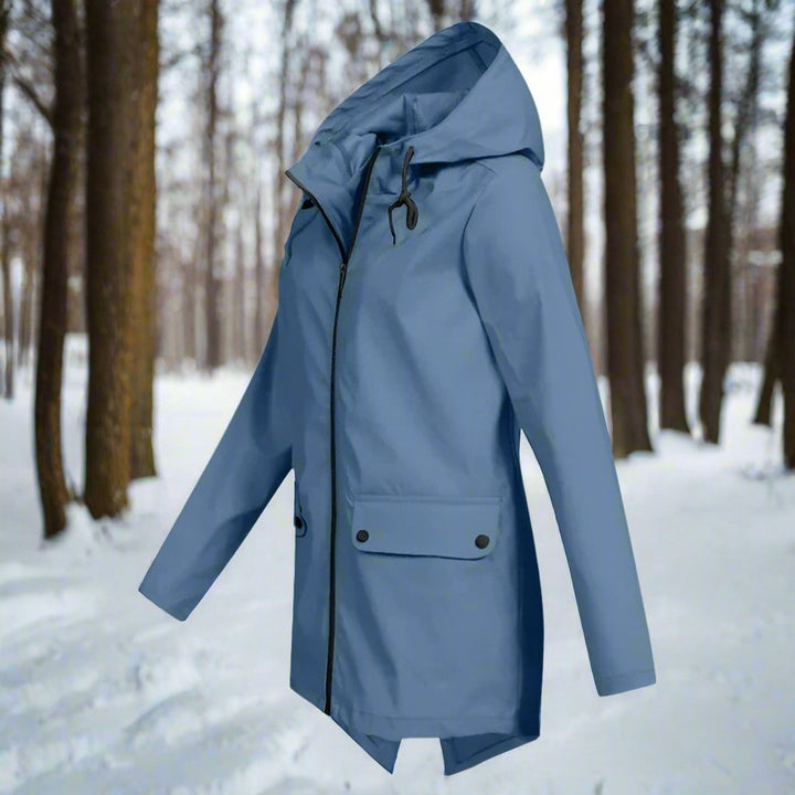 Longline Waterproof Rain Jacket — women's rain jacket in coffee