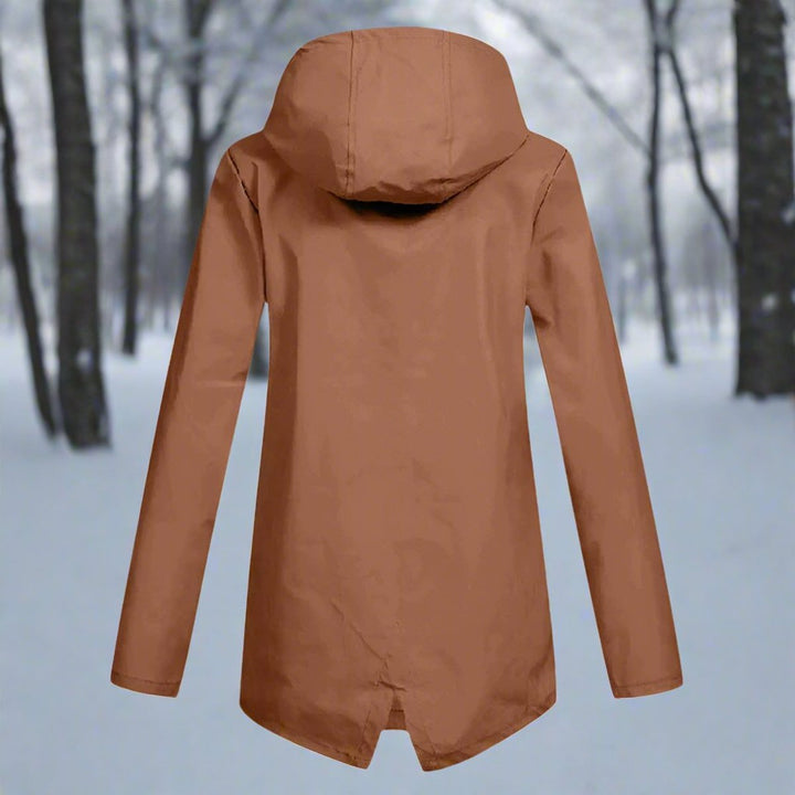 Longline Waterproof Rain Jacket — women's rain jacket in wine red
