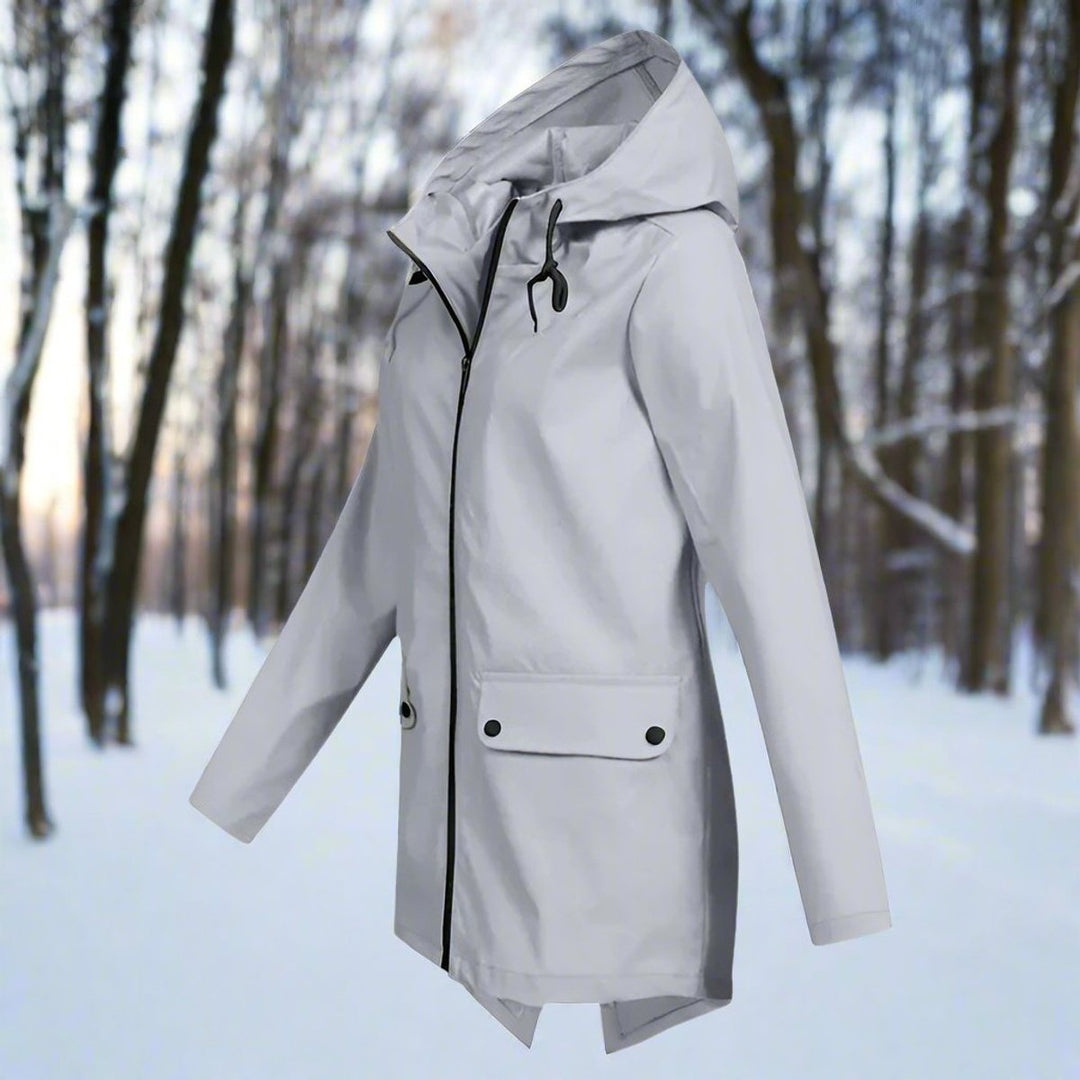 Longline Waterproof Rain Jacket — women's rain jacket in apricot