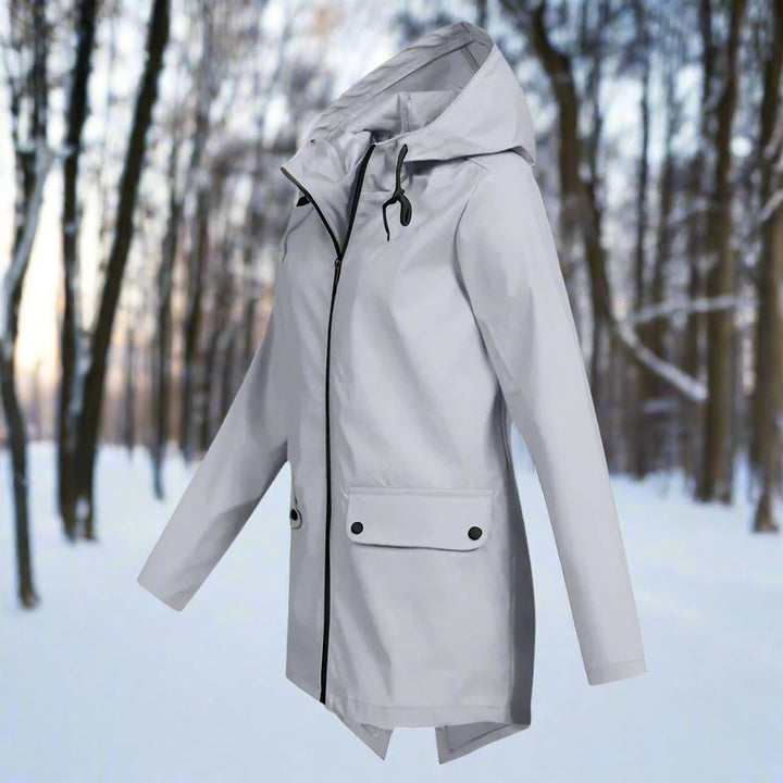 Longline Waterproof Rain Jacket — women's rain jacket in apricot