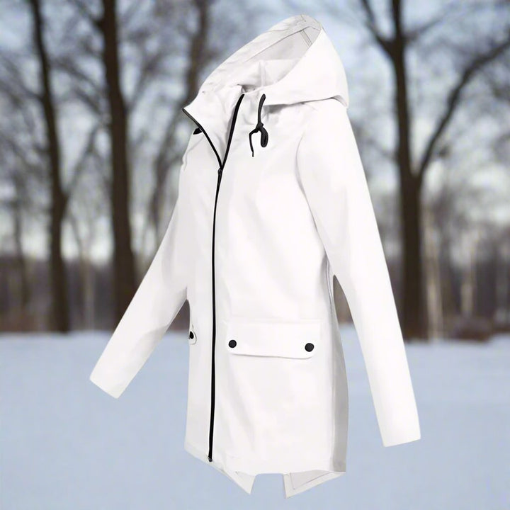 Longline Waterproof Rain Jacket — women's rain jacket in apricot