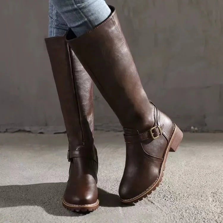 Estienne | Flat Knee High Riding Boots for Women - back view
